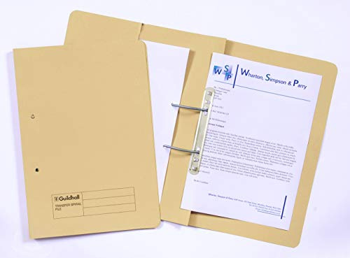 Exacompta - Ref 211/6003Z - Guildhall - Pocket Spiral File, 420gsm Heavyweight Manilla, Holds A4 & Foolscap Documents, Left Hand Pocket, Blue Angel Certified - Yellow, Pack of 25