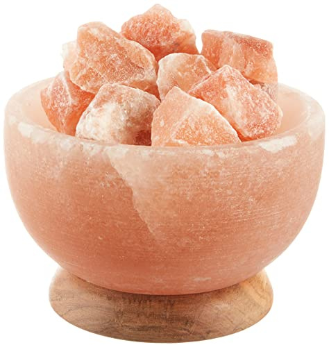 HIMALAYA SALT DREAMS - Beleuchtete Salzkristallschale RUND, inklusive Elektrik und Spezial-Leuchtmittel (E14) aus Punjab / Pakistan