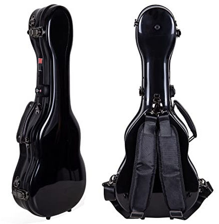 Crossrock CRF1000CUBK Hardshell Fiberglass Concert Ukulele Case, Thick Padded, 4 Latches, Glossy Finsh in Black