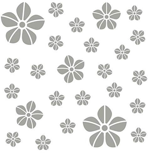 kleb-Drauf® | 25 Blumen | Silber - glänzend | Autoaufkleber Autosticker Decal Aufkleber Sticker | Auto Car Motorrad Fahrrad Roller Bike | Deko Tuning Stickerbomb Styling Wrapping