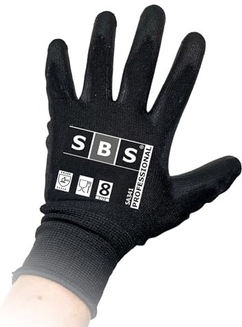 SBS 12 Paar Nylonhandschuhe Größe 8 Bauhandschuhe Arbeitshandschuhe Schutzhandschuhe Montagehandschuhe