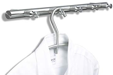 Hakenleiste mit 5 Haken aus gebürstetem Edelstahl, Flurgarderobe mit Kleiderhaken, Garderobenhaken, Wandhaken, Garderobenleiste, Wandgarderobe, belastbar - PHOS Design