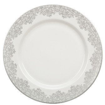 Denby 359010005 Dinner Plate, Cream/Silver