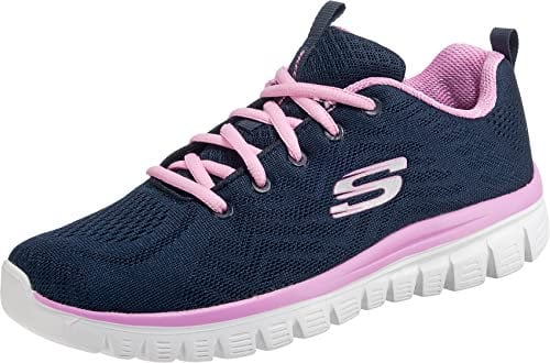Skechers Graceful Get Connected, Sneaker Donna, Navy Mesh Pink Trim, 39.5 EU