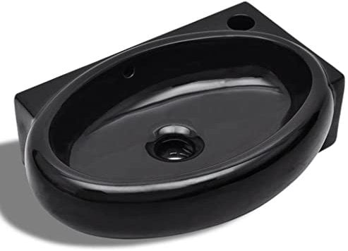 vidaXL Waschbecken Keramik mit Hahnloch Rund Waschtisch Waschplatz Waschschale