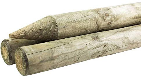 Holzpfosten, Zaunpfosten, gespitzt, rund, Pfostenstärke 6 cm, Länge 200 cm