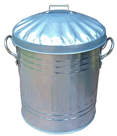Easy Shopping Small 15 Litre 15L Round Shape Several Colour Metal Bin Recycle Rubbish Waste Dustbin Bin with Lid (Silver)