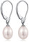jiamiaoi Perlenohrringe Silber 925 Damen Ohrringe mit Perle Hängend Creolen mit Perlen Hängende Perlenohrringe Ohrringe Perlen Süßwasserperle 8mm Ohrringe mit Rückenschnalle