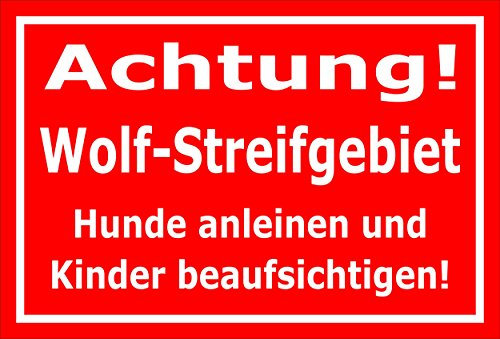 Melis-Folienwerkstatt Schild Wolf-Streifgebiet - 15x10cm - 3mm Hartschaum – 20 VAR S00359-095-D