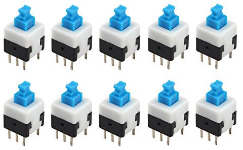 HALJIA 10pcs 6 pines Autoblocantes Interruptor pulsador interruptores DPDT 8 x 8 mm
