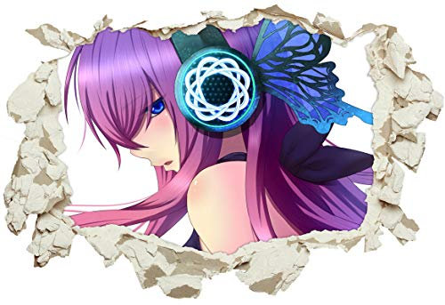 Unified Distribution Anime & Manga - Vocaloid Luka - Wandtattoo mit 3D Effekt, Aufkleber für Wände und Türen Größe: 92x61 cm, Stil: Durchbruch