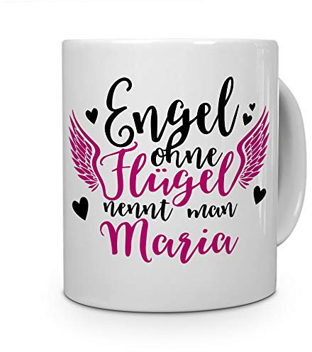 printplanet Tasse mit Namen Maria - Motiv Engel - Namenstasse, Kaffeebecher, Mug, Becher, Kaffeetasse - Farbe Weiß