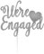 LissieLou We're Engaged with Heart Cake Topper Glitter Card Silver Made in the UK