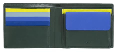 DUDU Bunte Herrenbrieftasche RFID aus Nappaleder mit Münzfach und Kartensteckfächer Mangrove