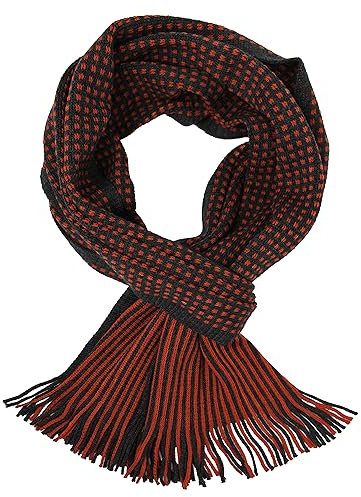 Rotfuchs Herrenschal Kuschelschal Strickschal Raschelschal Streifen 100% Wolle195 x 28 cm Made in Germany (Orange anthrazit)