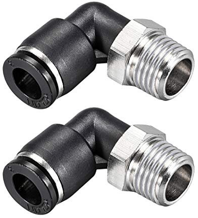 sourcing map Connexion à Pression Tube Raccord Mâle Coude 8mm Tube OD x 1/4 NPT Filetage Pneumatique Air Pousser Verrouillage Raccord 2Pcs