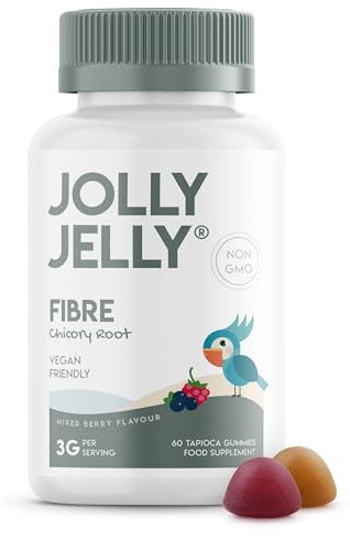 Fibre Gummies - 3g - Chicory Root Inulin, BlackBerry, Strawberry & Peach Flavour - 60 Vegan Gummies by Jolly Jelly