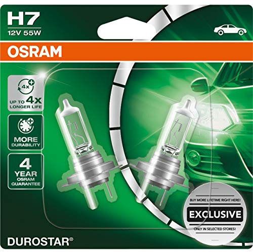Osram 64210CR1-02B GLL H7 DUROSTAR 2er Set Scheinwerferlampe überzeugt durch lange Lebensdauer und Leuchtkraft, 12 Volt 55 Watt