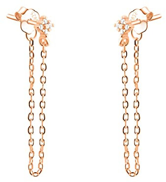 SOFIA MILANI - Orecchini da Donna in Argento 925 - Placcati in Oro Rosa e con Pietra Zircone - Orecchini Pendenti Catena - 21095