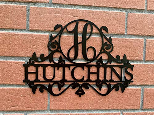 Personnalisé Signe avec Nom pour Mur, Cadeau de Mariage, Anniversaire, Extérieur Plaque de porte en Métal, Art Décoration Murale, Nom de Famille, Panneau, Monogramme Lettre, Initiale personnalisée