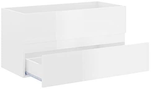 Ksodgun Meuble Lavabo Suspendu Meuble Salle De Bains Meuble sous-Vasque Tiroirs Meuble De Rangement Meubles - 90x38.5x45 cm Blanc Brillant