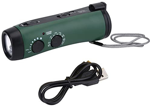 ASHATA Radio d'urgence Lampe de Poche LED Radio d'urgence manivelle Solaire Lampe de Poche Portable