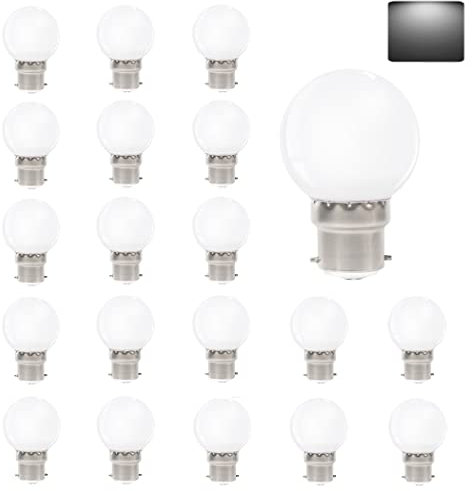 VIRANSHEN 20er Set B22 LED Lampe 3W 240Lm 6000K Kaltweiß Energiesparlampen in Golfball Form G45 LED Glühbirne für Innen und Außen Garten Girlande Urlaub Terrasse Party Weihnachten Dekoratives Licht