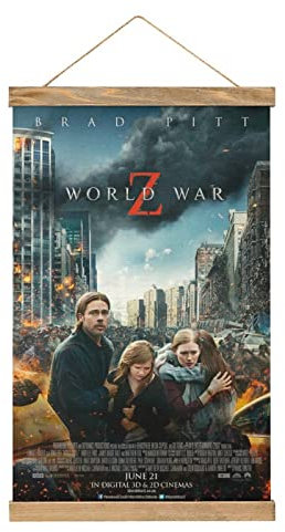 YBEL Film Weltkrieg Z Scroll-Poster Stoff Bild Kunst Holz DIY Rahmen Hängende Druck Aufhänger für Raumdekoration Öl Leinwand Kit Geschenk