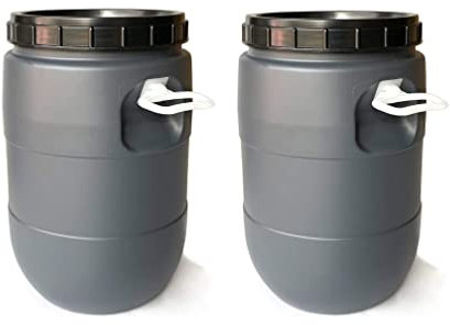 Mugar- Bidones de PVC para Uso Alimentario de 30 Litros con Tapa de Rosca y Asas- Pack de 2 Unidades
