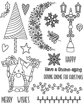 arriettycraft Merry Christmas Gnome Snowflakes Baubles Clear Stamps for Cards Making Decoration and Scrapbooking Rubber Stamps for Craft