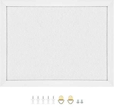 Okydoky 58 * 43cm Weiß Pinnwand mit Holzrahmen, Memoboards, Filz Pinnwand mit Stecknadeln für DIY Dekoration, Filzboard für Küche und Büro, Schule und Haus(WH,L).DE