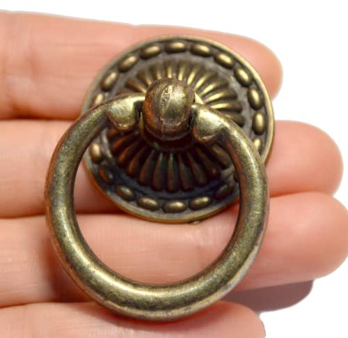 8 Stück bronzefarbene Schubladengriffe im Vintage-Stil, dekorative Möbelgriffe, Antik-Retro-Kupferknöpfe, Messingbeschläge mit Schraube für Kommode, Schrank, Kleiderschrank, Truhe, Schrank (Länge: 3,8
