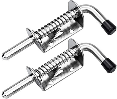 ANVALI Door Lock Gate Bolt,Twist Latch Lock,Bolt Latch,2Pcs Garage Door Lock Latch Spring Latch Stainless Steel Spring Bolts Latches Security Barrel Bolt Latch Cabinet s Hardware(Color:2PCS)
