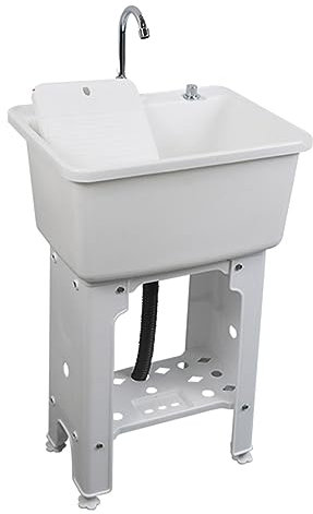 Fregadero Para Lavandería Fregadero Para Uso General, Fregadero Para Lavandería De Plástico Independiente, Fregadero De Cocina De Acero Inoxidable, Para Lavadero, Garaje Con Grifo + Tabla De Lavar ( C