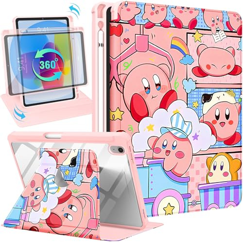 Trendy Fan for iPad 10th Generation Case 10.9 Inch 2022 Cute Cartoon Kawaii for Girls Kids Girly Women Anime Covers,360 Degree Rotating Folio Stand Pencil Holder for Apple i Pad 10 Gen inch,Kabi