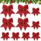 SEPGLITTER Weihnachten Schleife, 10 Packungen Rote Weihnachtsschleifen Große Schleife Weihnachtsbaumschmuck Glitzernde Weihnachtskranz Bogen, 24 x 21 cm + 15 x 12 cm