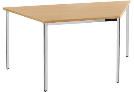 SCHÄFER SHOP Konferenztisch, bis 6 Personen, Trapez, 4-Fuß Quadratrohr, B 1600 x T 800 x H 720 mm, Buche/chromsilber