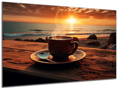 DARO Design - Wand-Bild auf 6mm HDF 30x20cm Kaffee Sonnenaufgang - Wand-Deko Bilder Geschenk