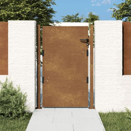 BaraSh Garden Gate 105x130 cm Corten Steel,Garden Gates High galvanised wrought iron metal swing gate