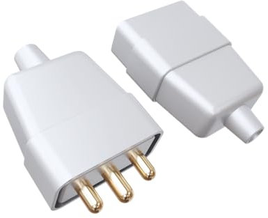 rhinocables - 3 Pin In-Line Mains Power Adapter | Rubber Connector 10A 250V | Indoor & Outdoor Use | Conforms to BS5733/A | Repair Solution for Damaged Cables, White