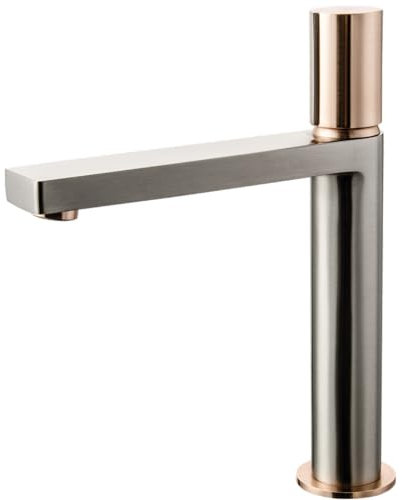 Essebagno 9013444 Exil - Miscelatore lavabo alto in acciaio inox e oro rosa