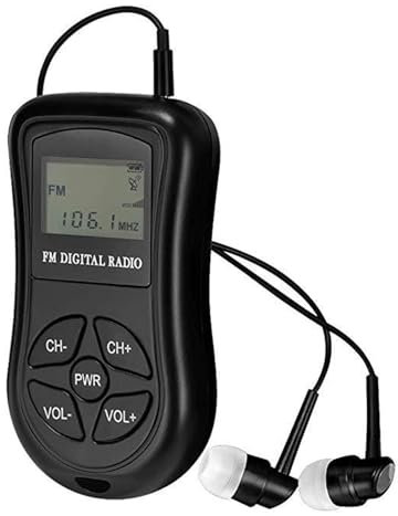 Tainrunse Radio portatile con display LCD Pocket friendly digitale alimentato a batteria Mini Fm Stereo Cuffia per casa Viaggi Leggero Segnale tascabile facile da usare Nero