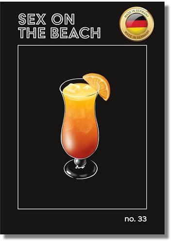 NEUBACH HOME - Cocktail Poster - Sex on the Beach - DIN A2 - Wandbilder für Schlafzimmer Wohnzimmer Küche als Deko Zubehör - schwarz modern aesthetic - Ohne Bilderrahmen