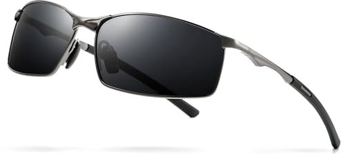 YUHONLNOR Sonnenbrille Herren-Polarisiert Premium Metallrahmen Fahrerbrille Outdoor Vintage Unisex UV400 Fahren Sonnenbrille (Grau)