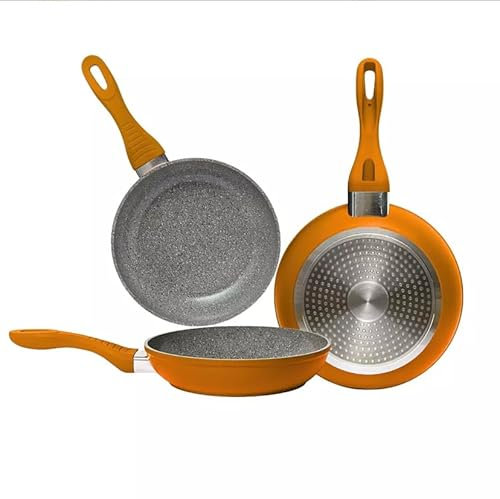 Genérico Home24 Set de 3 sartenes 20/24/28cm revestimiento antiadherente a la piedra (Naranja)