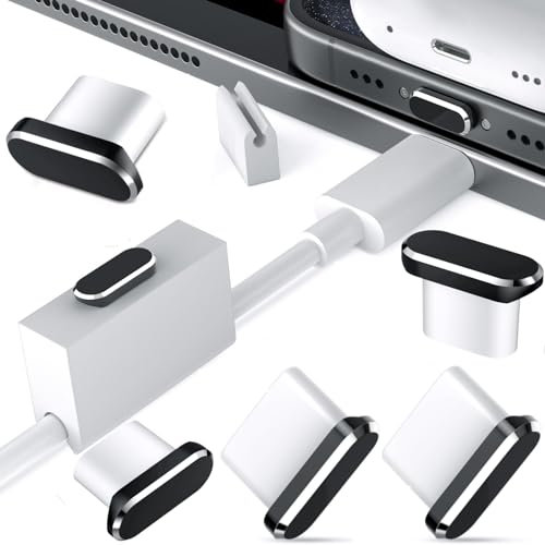 USB C Dust Plugs for iPhone 17 Air 16e 16 Pro Max 15 Plus,5 Pack Anti Dust Cover for Samsung A17 A16 S25 S24 A54 S23,Type C Charging Port Protector for Google Pixel 10 9 8 7 with Clip Fixer Clear Case
