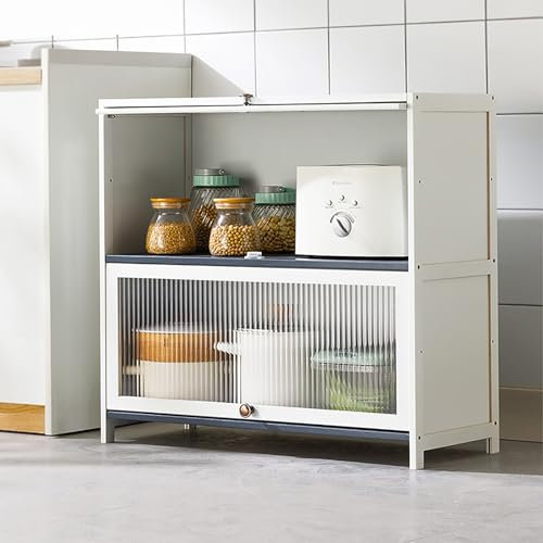 Vitrine mit Acryl-Schranktür,Curio-Schrank,Sammlervitrine Stehend Standvitrine Glasvitrine,natürlicher Bambusrahmen Flip-Schranktür-Design,versiegelt und staubdicht,mehrere Größen 2th80*32*73CM A