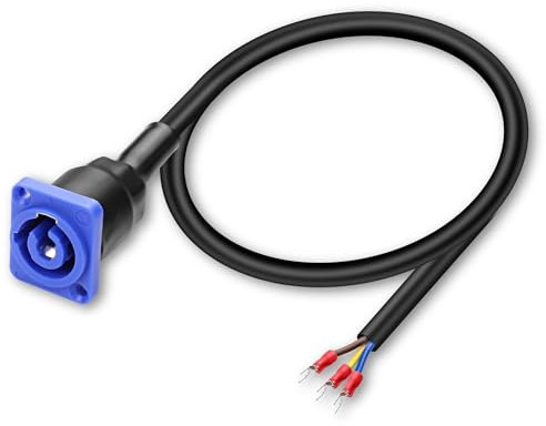 XMSJSIY PowerCon Eingang Buchse Panel Mount zu Y Spade Stecker Kabel 20A/250V 3 Pin AC Power Jack Scoket Chassis zu Gabel Spade Terminal Verlängerungskabel für Stage Light LED Stecker-0.5M/1.6FT