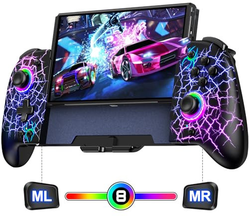 CoguyTech Switch Controller Wireless für Nintendo Switch/OLED, RGB Handheld Controller mit Turbo Programmierung und Einstellbarem Vibration, Einteilige Switch Joypad mit 1000 mAh