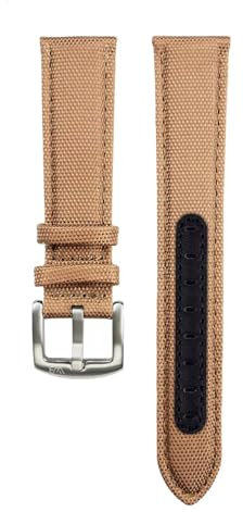 WB Original Premium Segeltuch-Uhrenarmband | Khaki - 18 mm - Schließe: Silber Gebürstet | Cordura, Leder | Ersatz-Armband